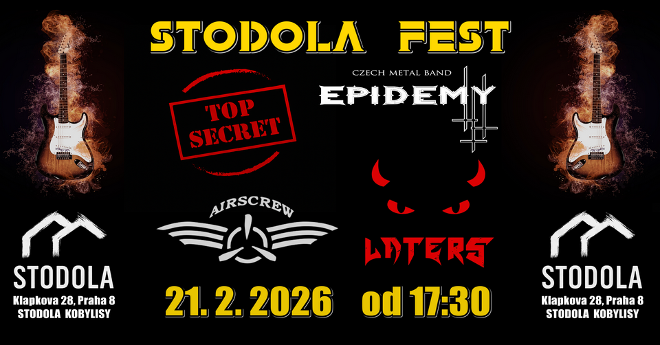 STODOLA FEST 2026: Rock metalová smršť v Praze Kobylisích už 21. února!