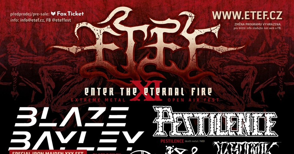 ETEF 2026 oznamuje: BLAZE BAYLEY, VORTEX OF END, OUTLAW, GRAUFAR, MEGELNYK a CRIPPLED FINGERS