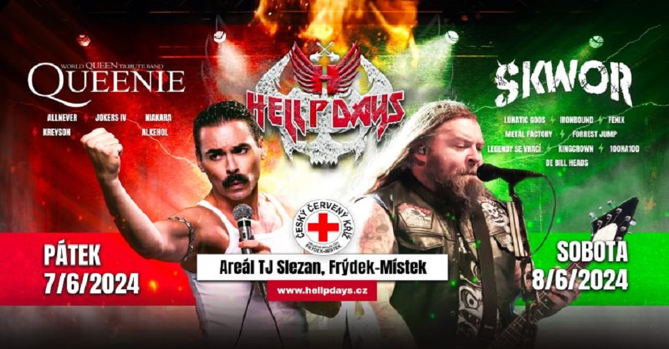 Třetí ročník festivalu HellPdays opět společně s ČČK Frýdek-Místek. Letos zahrají Škwor, Queenie, Alkehol, Kreyson a další…