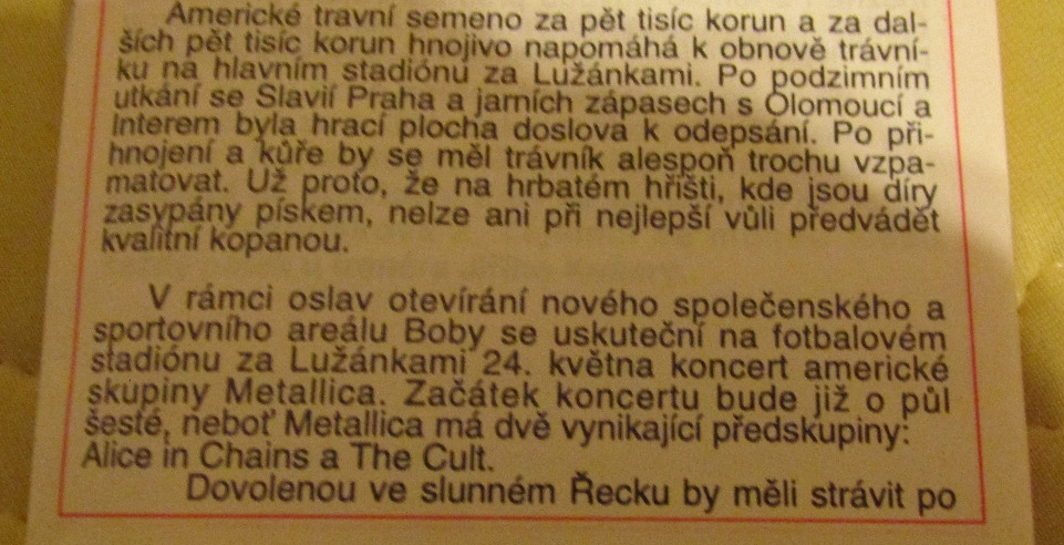 Fotogalerie k článku Metallica v Brně 1993