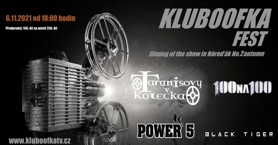 KLUBOOFKA FEST, užij jsi kapely při natáčení pořadů „NAŽIVO“